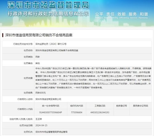 深圳市信迪佳商贸销售不合格商品案